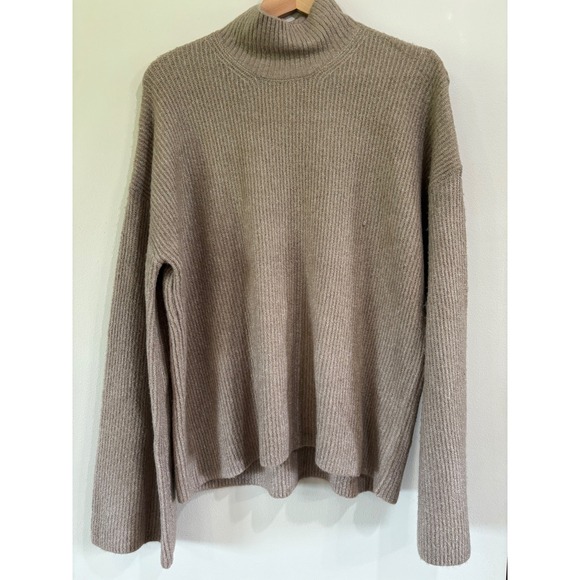 French Connection Womens Medium Mocha Flossy Viola High Neck Sweater Bell Sleeve - Picture 2 of 8